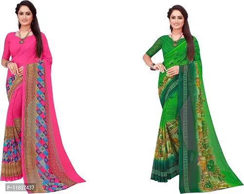 Beautiful Georgette Saree with Blouse Piece Pack Of 2-thumb0