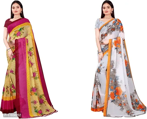 Beautiful Georgette Saree with Blouse Piece Pack Of 2