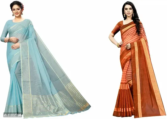 Beautiful Art Silk Saree with Blouse Piece Pack Of 2