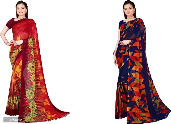 Beautiful Georgette Saree With Blouse Piece Pack Of 2-thumb0