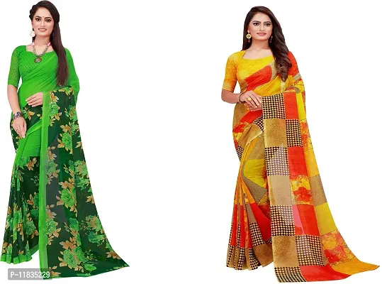 Beautiful Georgette Saree with Blouse Piece Pack Of 2-thumb0