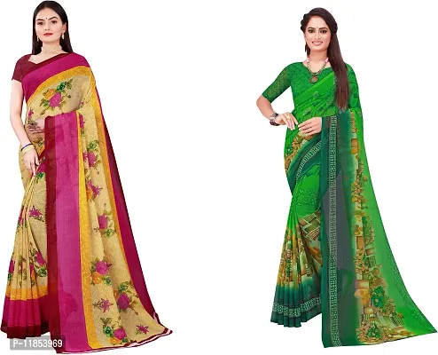 Beautiful Georgette Saree With Blouse Piece Pack Of 2-thumb0