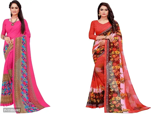 Beautiful Georgette Saree With Blouse Piece Pack Of 2