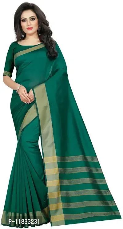 Beautiful Cotton Silk Saree with Blouse Piece-thumb0