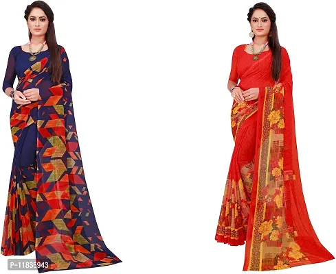 Beautiful Georgette Saree with Blouse Piece Pack Of 2