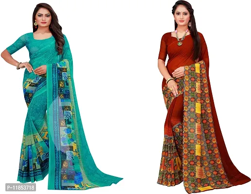 Beautiful Georgette Saree With Blouse Piece Pack Of 2-thumb0