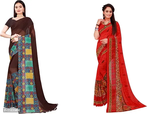 Beautiful Georgette Saree with Blouse Piece Pack Of 2-thumb0