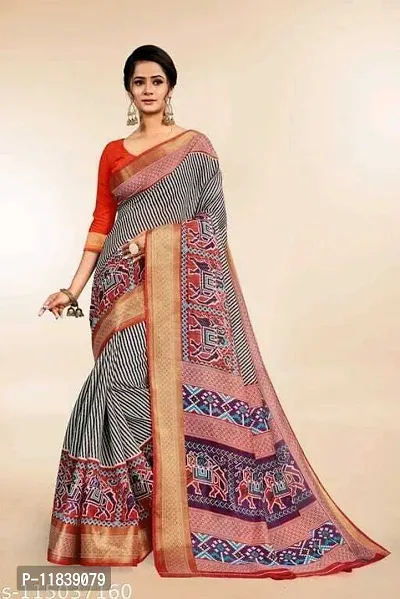 Beautiful Art Silk Saree with Blouse Piece-thumb0