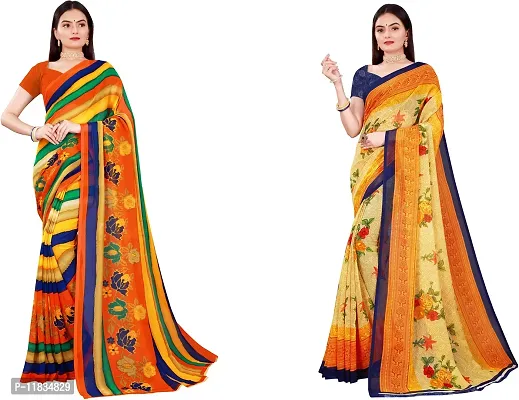 Beautiful Georgette Saree with Blouse Piece Pack Of 2-thumb0