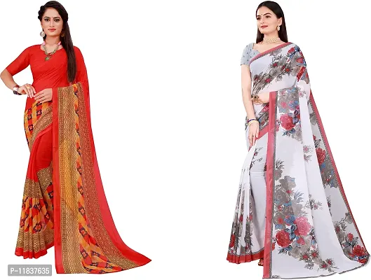 Beautiful Georgette Saree with Blouse Piece Pack Of 2-thumb0