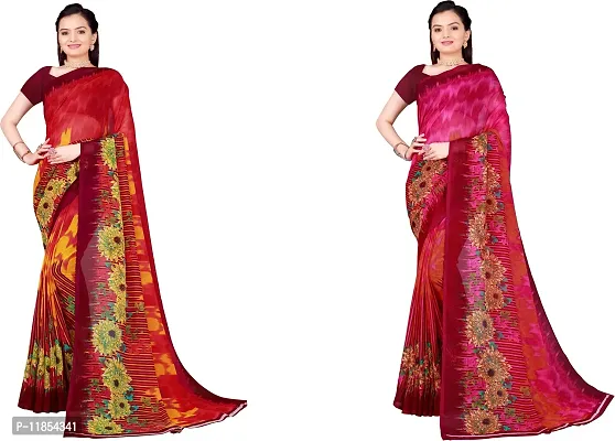 Beautiful Georgette Saree With Blouse Piece Pack Of 2-thumb0