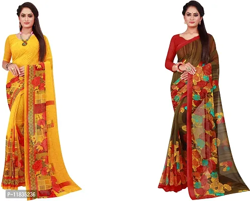 Beautiful Georgette Saree with Blouse Piece Pack Of 2-thumb0