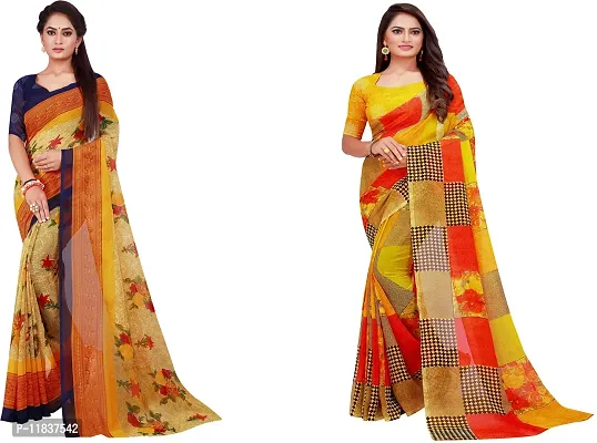 Beautiful Georgette Saree with Blouse Piece Pack Of 2