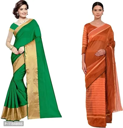 Beautiful Cotton Silk Saree With Blouse Piece Pack Of 2-thumb0