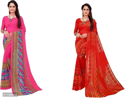 Beautiful Georgette Saree with Blouse Piece Pack Of 2-thumb0