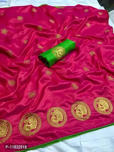 Beautiful Silk Blend Saree with Blouse Piece-thumb0