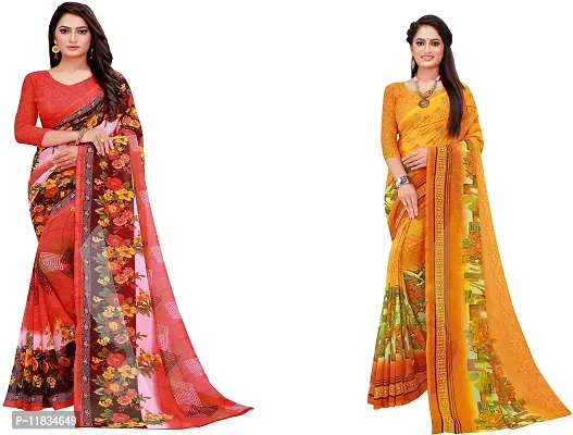 Beautiful Georgette Saree with Blouse Piece Pack Of 2-thumb0