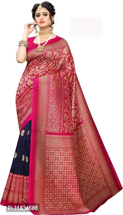 Beautiful Art Silk Saree with Blouse Piece-thumb0