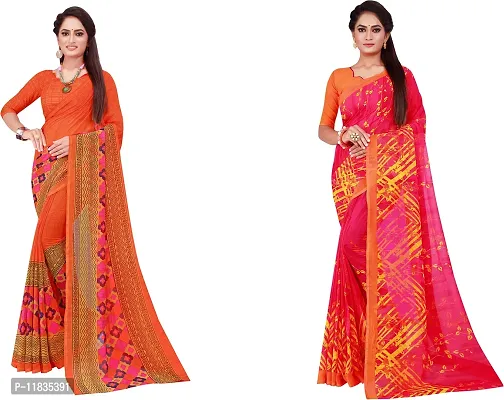 Beautiful Georgette Saree with Blouse Piece Pack Of 2