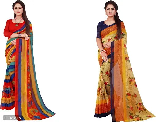 Beautiful Georgette Saree with Blouse Piece Pack Of 2-thumb0