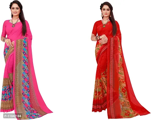 Beautiful Georgette Saree With Blouse Piece Pack Of 2