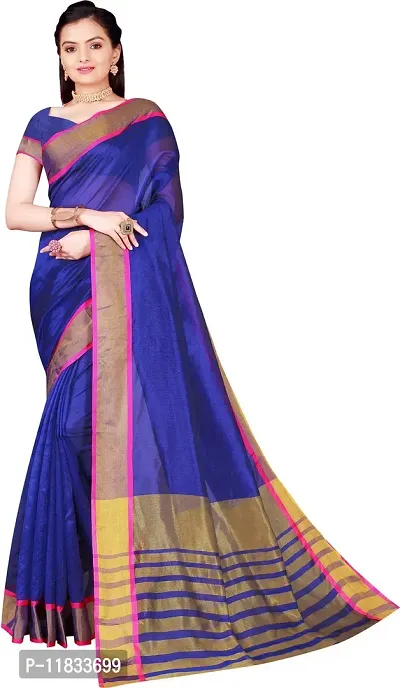 Beautiful Cotton Silk Saree with Blouse Piece-thumb0