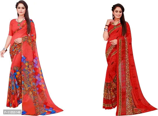 Beautiful Georgette Saree With Blouse Piece Pack Of 2