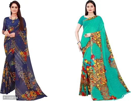 Beautiful Georgette Saree with Blouse Piece Pack Of 2