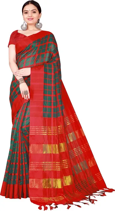 Attractive Cotton Silk Saree with Blouse piece 