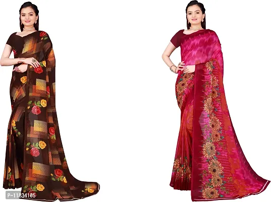 Beautiful Georgette Saree with Blouse Piece Pack Of 2