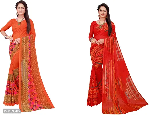 Beautiful Georgette Saree with Blouse Piece Pack Of 2