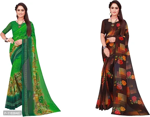 Beautiful Georgette Saree with Blouse Piece Pack Of 2-thumb0