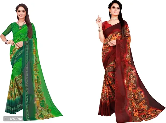 Beautiful Georgette Saree With Blouse Piece Pack Of 2-thumb0