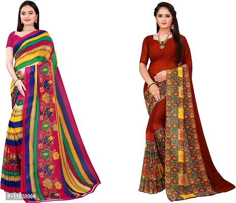 Beautiful Georgette Saree with Blouse Piece Pack Of 2-thumb0