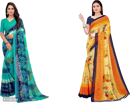 Beautiful Georgette Saree with Blouse Piece Pack Of 2-thumb0