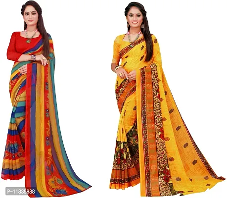 Beautiful Georgette Saree with Blouse Piece Pack Of 2