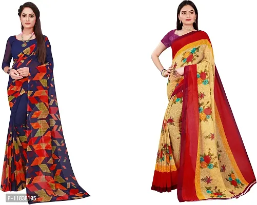 Beautiful Georgette Saree with Blouse Piece Pack Of 2