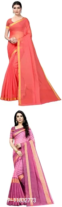 Beautiful Art Silk Saree with Blouse Piece Pack Of 2