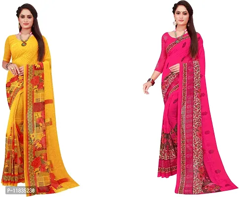 Beautiful Georgette Saree with Blouse Piece Pack Of 2-thumb0