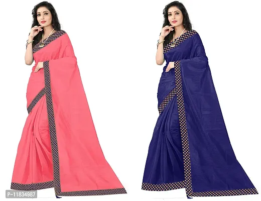 Beautiful Art Silk Saree with Blouse Piece Pack Of 2-thumb0