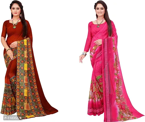 Beautiful Georgette Saree with Blouse Piece Pack Of 2-thumb0