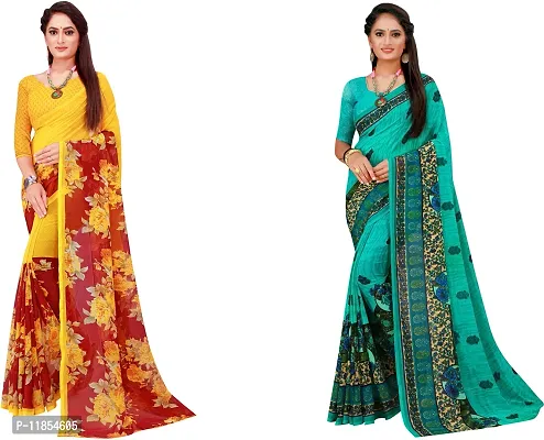 Beautiful Georgette Saree With Blouse Piece Pack Of 2