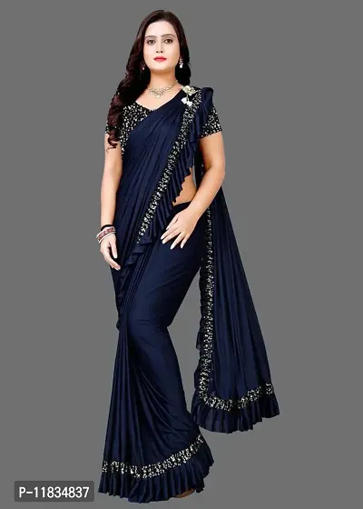 Beautiful Lycra Saree with Blouse Piece-thumb0