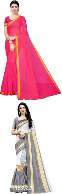 Beautiful Art Silk Saree With Blouse Piece Pack Of 2-thumb0