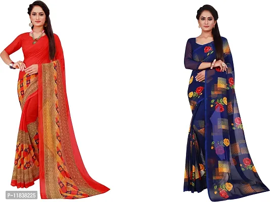 Beautiful Georgette Saree with Blouse Piece Pack Of 2