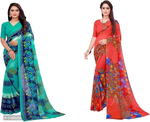 Beautiful Georgette Saree With Blouse Piece Pack Of 2