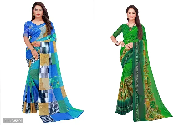 Beautiful Georgette Saree with Blouse Piece Pack Of 2