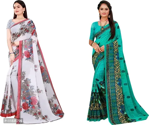 Beautiful Georgette Saree with Blouse Piece Pack Of 2-thumb0