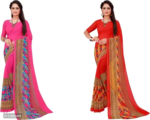 Beautiful Georgette Saree With Blouse Piece Pack Of 2-thumb0