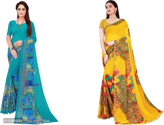 Beautiful Georgette Saree With Blouse Piece Pack Of 2